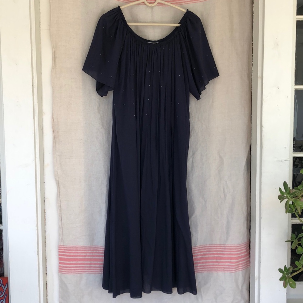 Megan Park navy with metallic detail dress